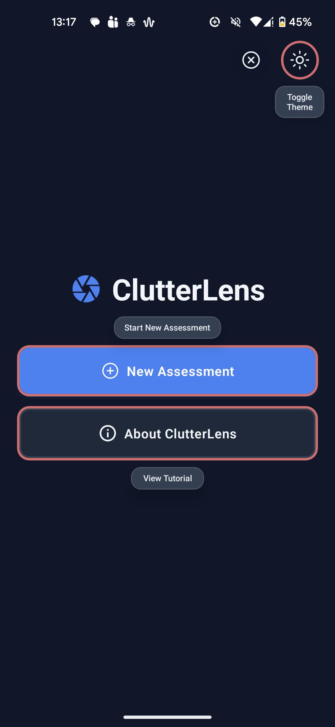 ClutterLens Home Screen